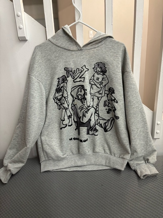 Other - SHEIN Gray Graphic Hoodie Streetwear Y2K Oversized Style Small